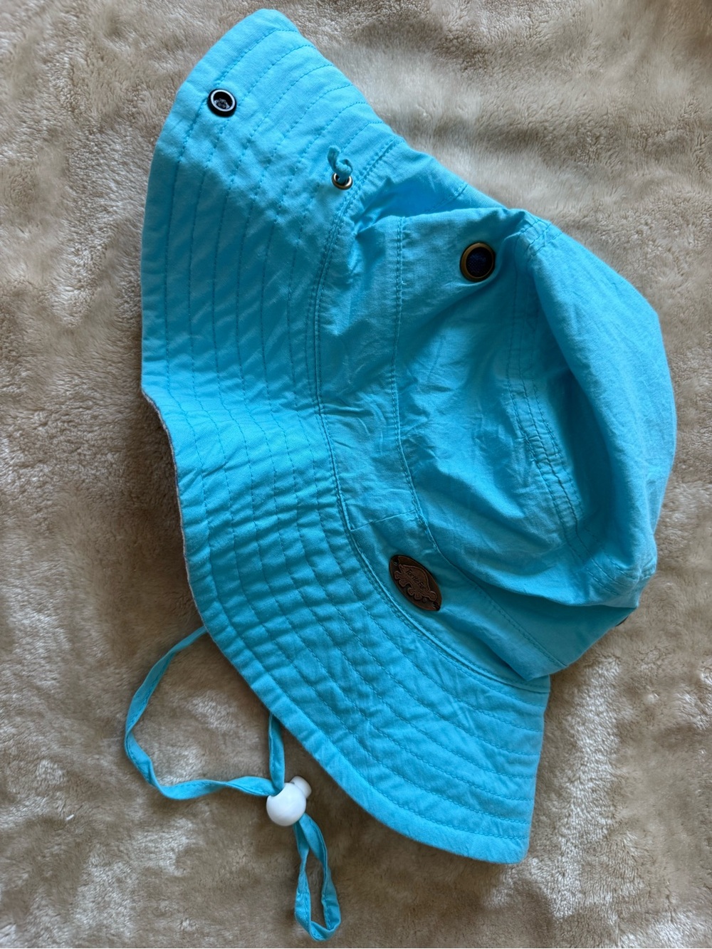Turtle Fur brand Turquoise Reversible Sun Bucket Hat with Chin Strap